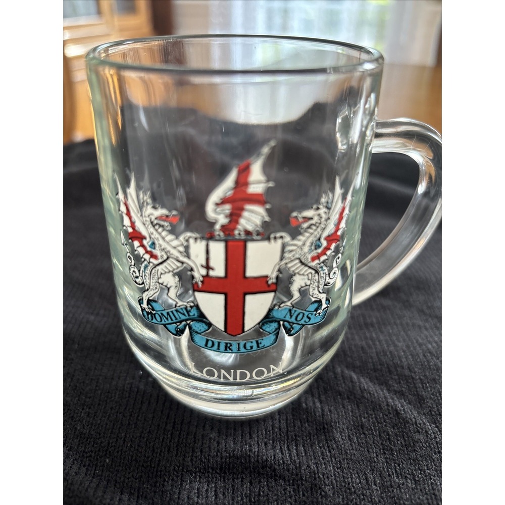 London England Coat Of Arms Glass Mug 8 Oz Domine‎ Nos Dirige